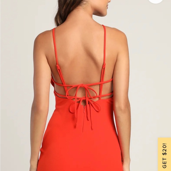 Lulu’s Orange Red Cutout Backless Bodycon Mini Dress - Picture 3 of 3
